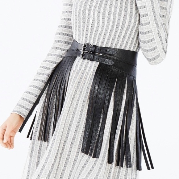 BCBGmaxazria Black fringe belt - Picture 1 of 8